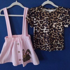New-Medium-4T Some Bunny Loves You Shirt & Skirt Set